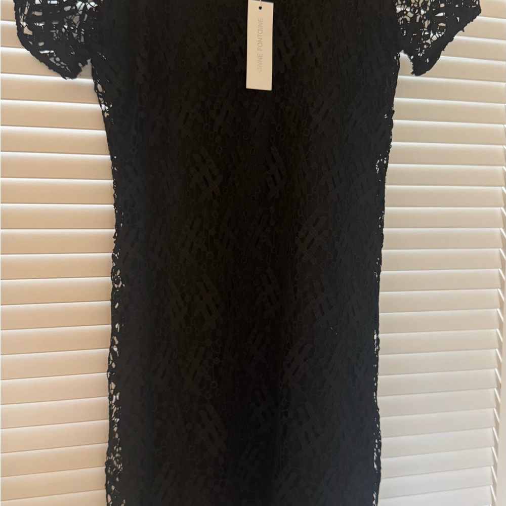 Anne Fontaine Cocktail Dress Black Lace 40 Short Sleeve Sheer Layered NWT - Picture 11 of 15